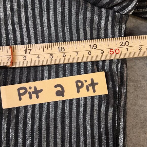 Impressions Blouse Size LARGE Black/Silver Button-up Long Sleeve Holiday Goth - Picture 6 of 9